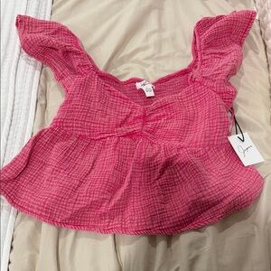 Jaspa faded Pink Ruffle Sleeve waffle design Blouse